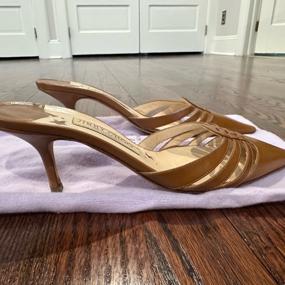 Jimmy Choo Brown Heeled Mules with Strappy Design - Picture 2 of 4